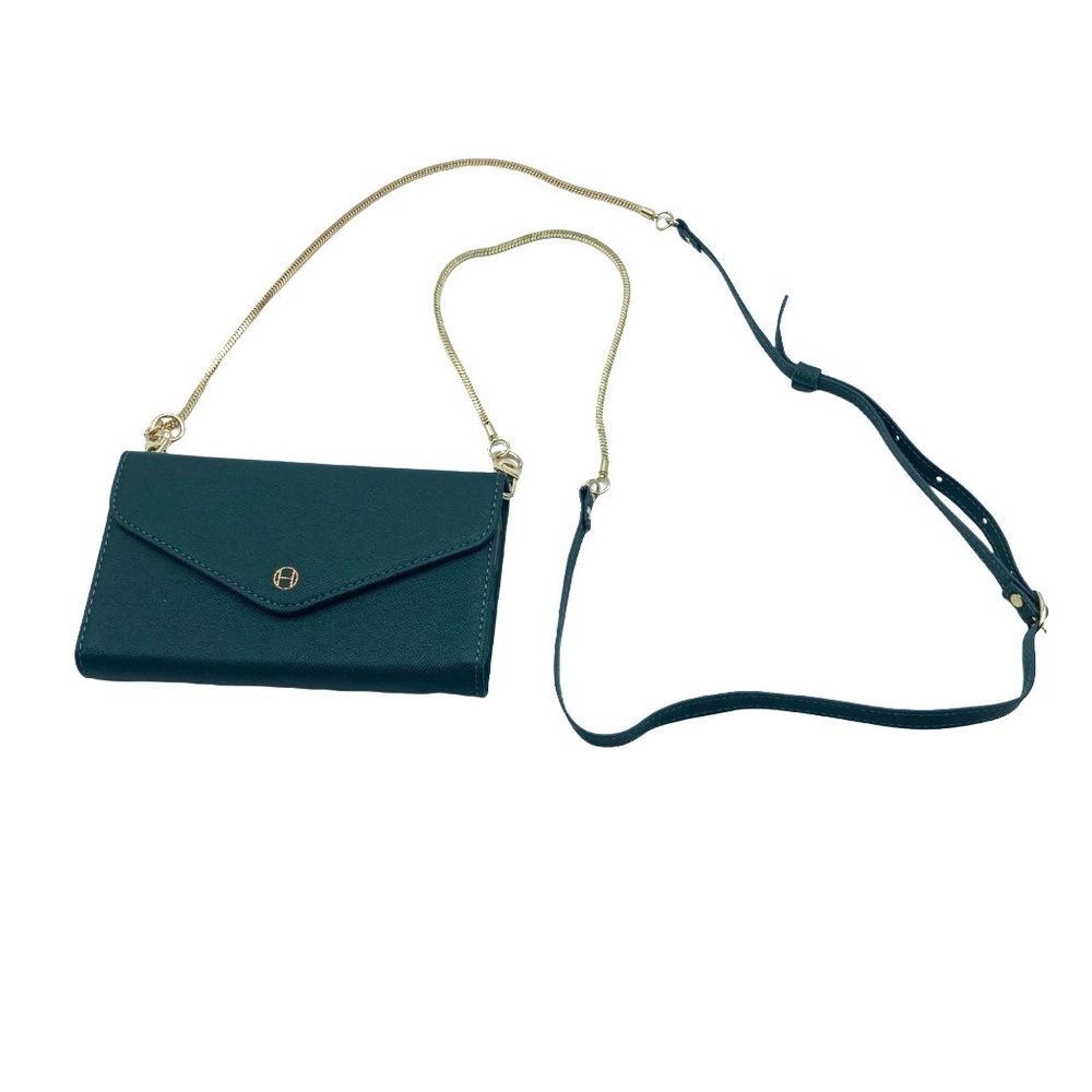 Habitu‎ Crossbody Wallet Phone Case Green Faux Leather 6.5" x 4" NWOT Never Used